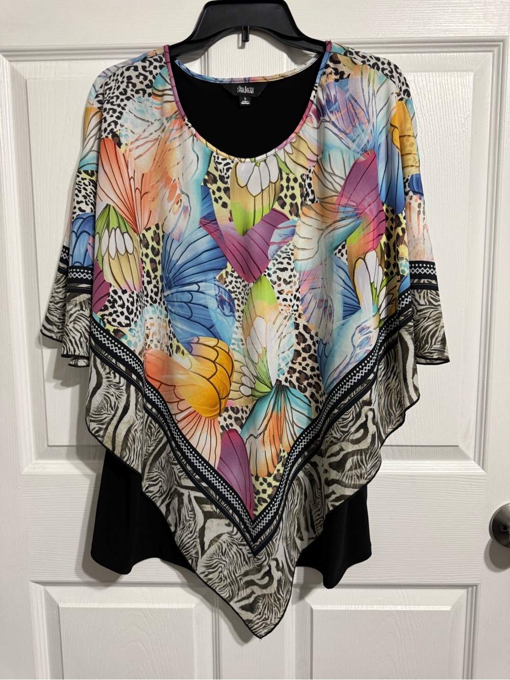 Investments Multicolor Butterfly & Zebra Print Tunic - Black
